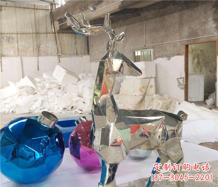 山西不锈钢梅花鹿雕塑