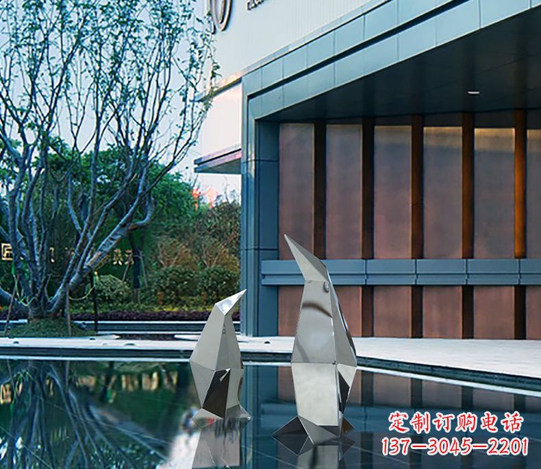 山西不锈钢企鹅雕塑一件来自大自然的艺术品