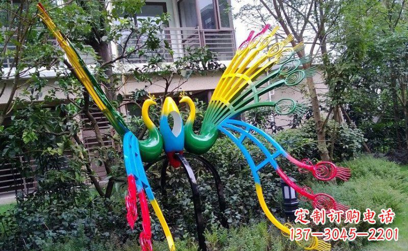 山西不锈钢抽象孔雀雕塑 (4)