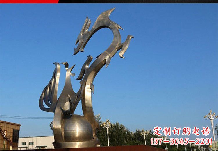 山西不锈钢抽象龙凤雕塑