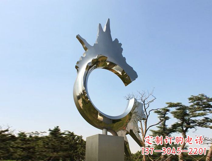 山西不锈钢抽象龙头雕塑