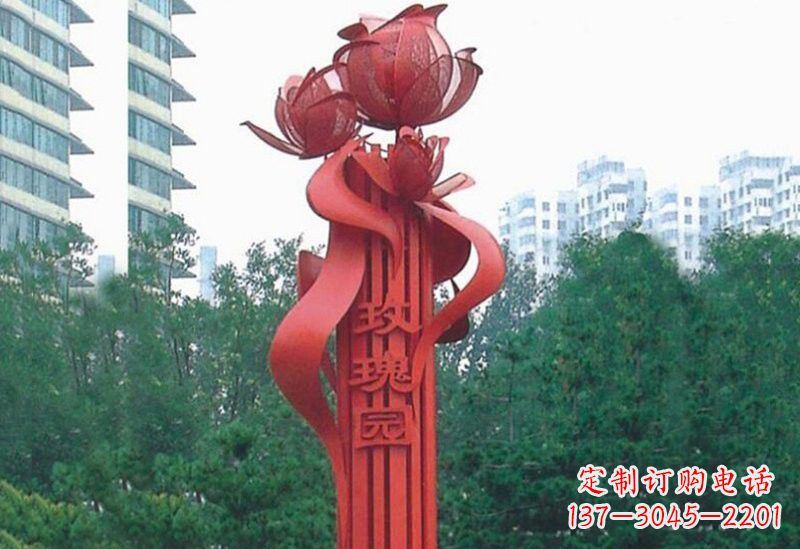 山西不锈钢玫瑰雕塑精美而优雅