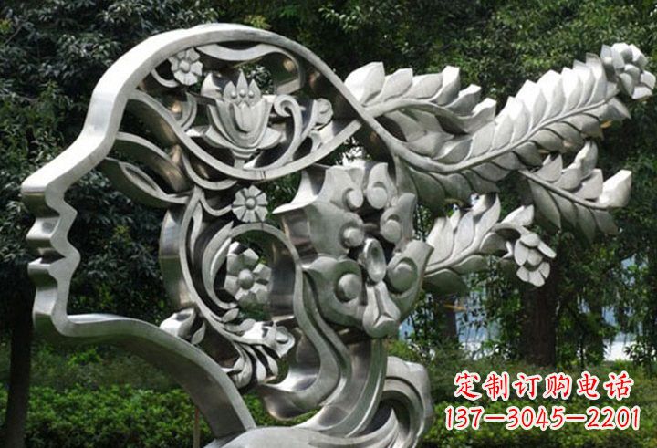 山西不锈钢抽象美女轮廓雕塑