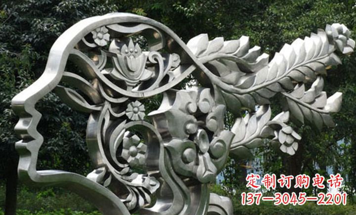 山西不锈钢抽象美女头像雕塑