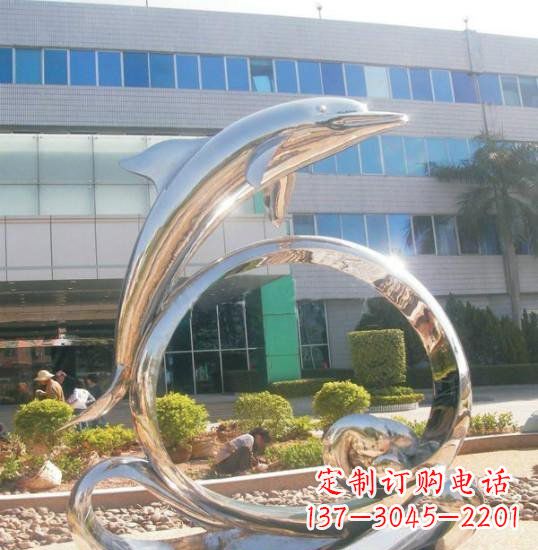 山西不锈钢海豚雕塑精致而灵动