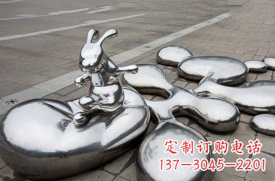 山西不锈钢抽象兔子和水滴雕塑