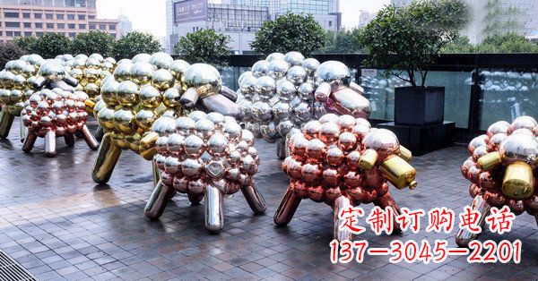 山西不锈钢抽象小羊肖恩动物广场雕塑