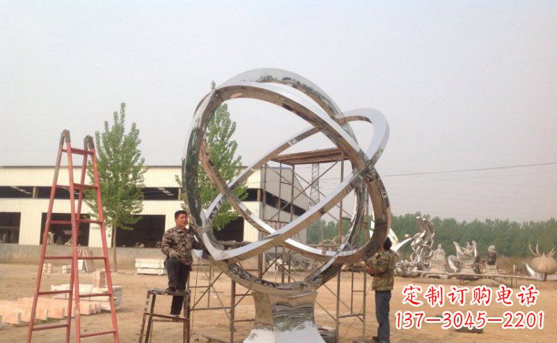 山西不锈钢抽象圆环雕塑。