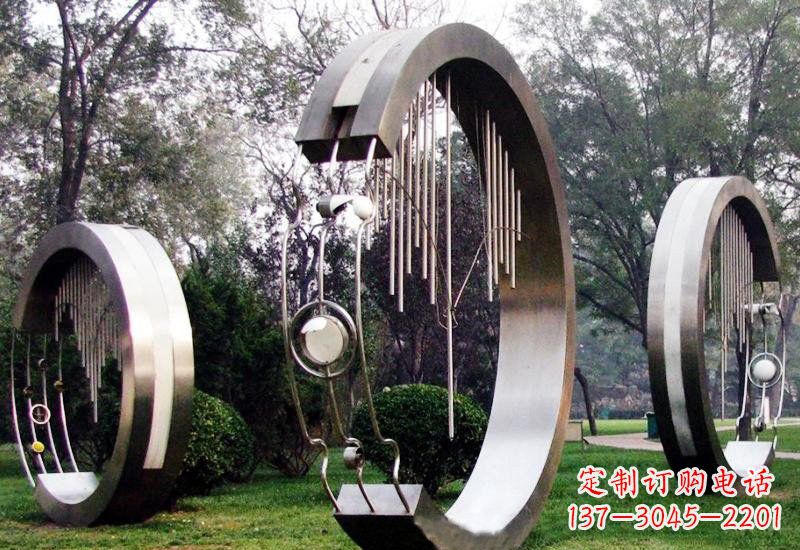 山西不锈钢圆环雕塑——聆听之美