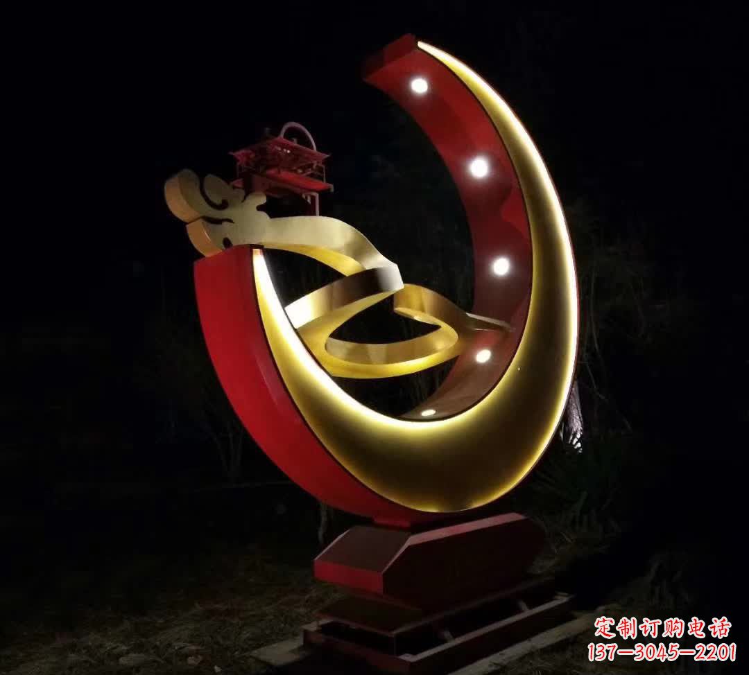 山西不锈钢月亮雕塑静谧中的经典之美