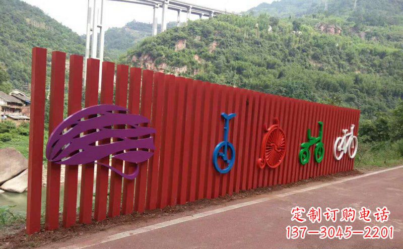 山西不锈钢自行车雕塑点缀公园景观