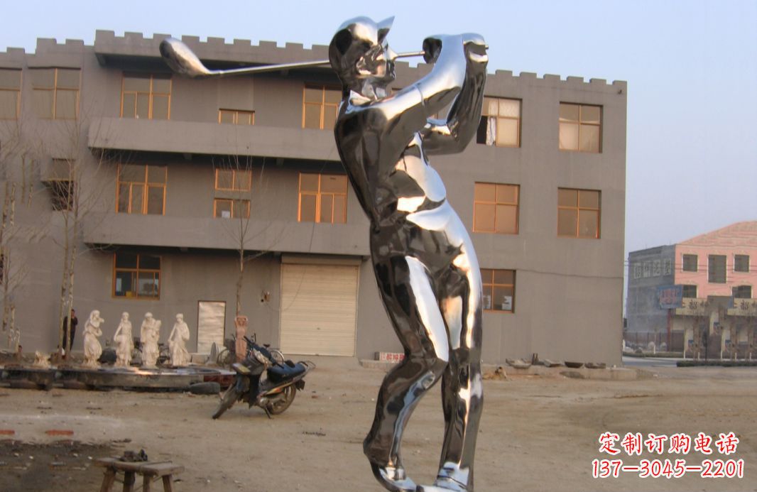山西不锈钢打高尔夫球广场雕塑