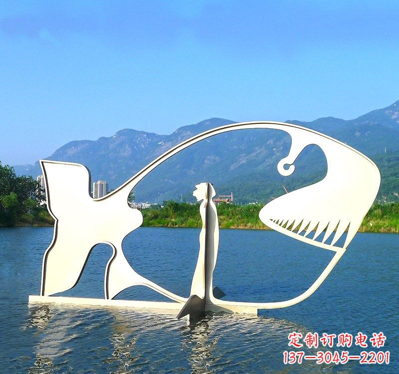山西不锈钢大型抽象鲸鱼雕塑