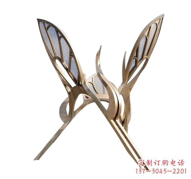 山西不锈钢大型抽象仙鹤雕塑