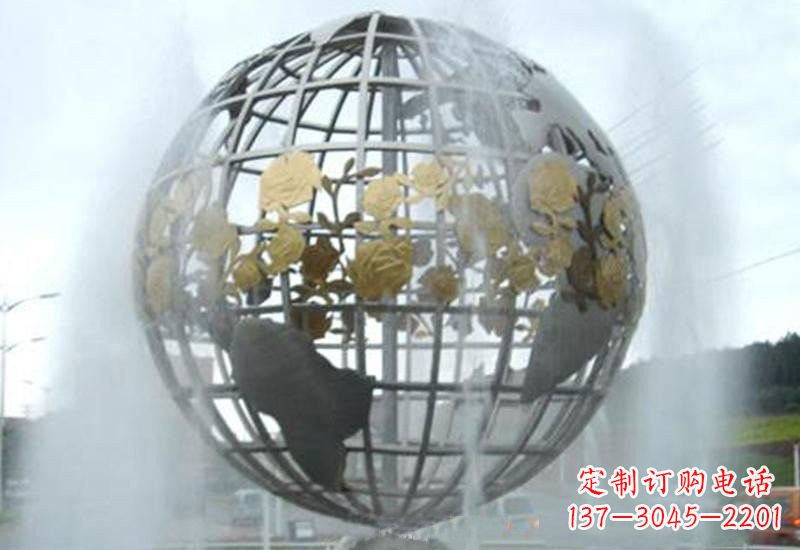 山西不锈钢地球仪雕塑象征着地球家园