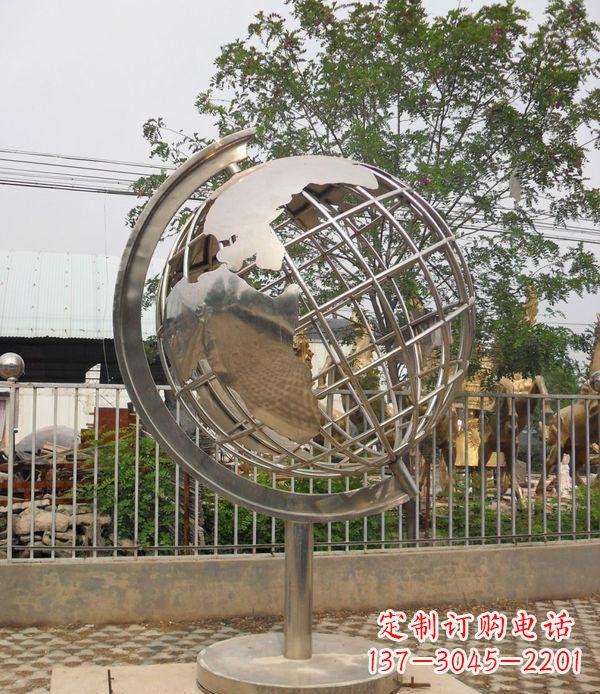 山西精美不锈钢地球仪雕塑点缀校园美景