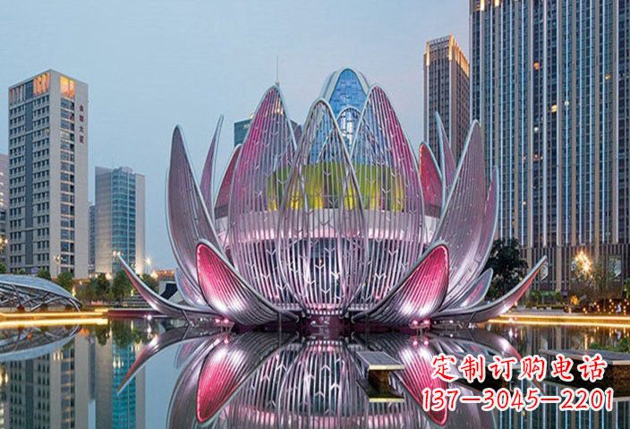 山西不锈钢灯光景观荷花雕塑