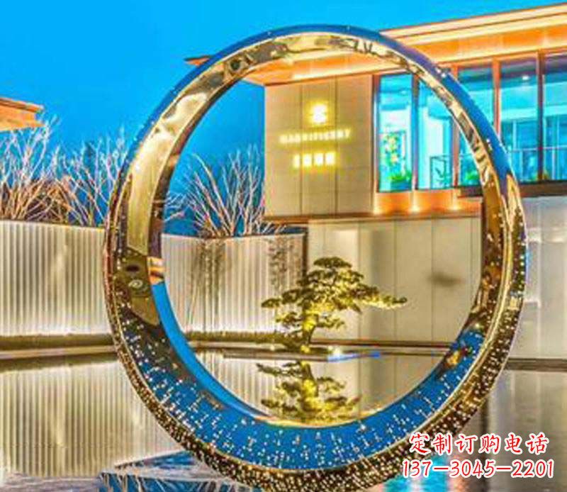 山西不锈钢灯饰圆环雕塑