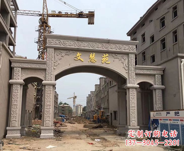 山西艺术精美的不锈钢牌坊雕塑