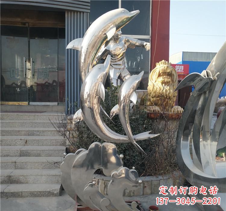 山西不锈钢海豚雕塑——精美外观,传递环保理念