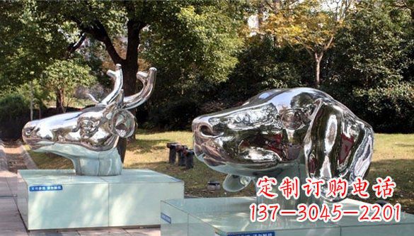 山西动物十二生肖头像不锈钢雕塑
