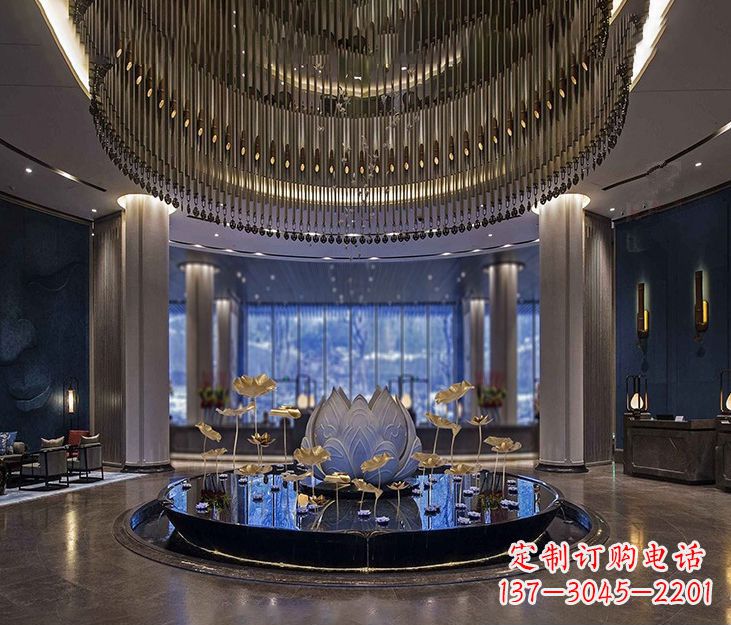 山西不锈钢锻造荷花雕塑精美无比