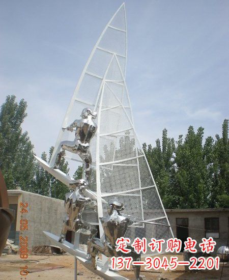山西海上航行不锈钢帆船雕塑
