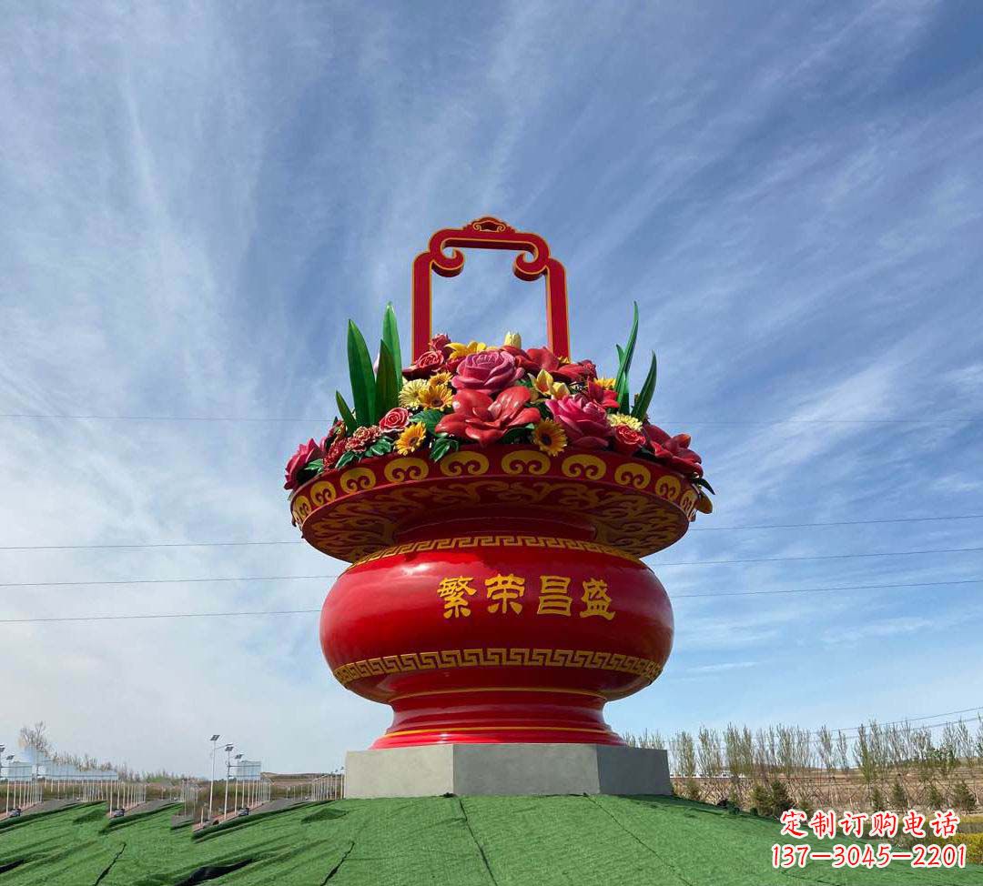 山西不锈钢花篮雕塑象征繁荣昌盛
