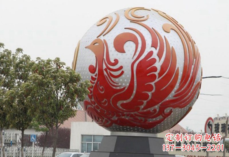 山西不锈钢凤凰浮雕圆球雕塑精美雕塑把艺术带到生活中