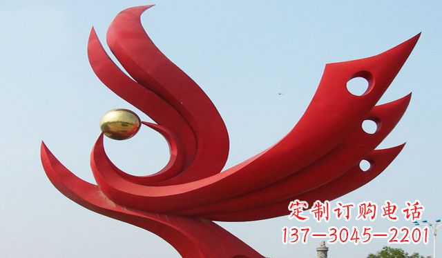 山西不锈钢凤凰雕塑象征着美丽与智慧