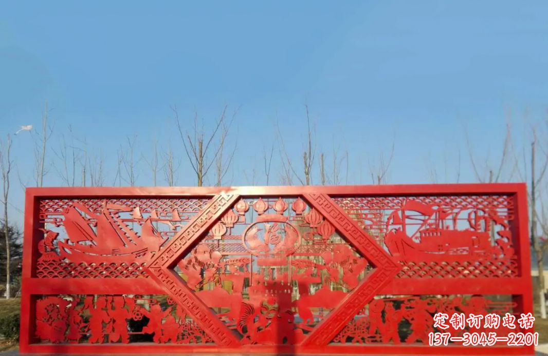山西不锈钢福字剪纸广场景观雕塑