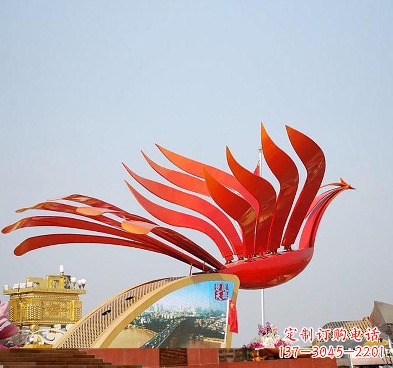 山西不锈钢凤凰雕塑——美丽的象征