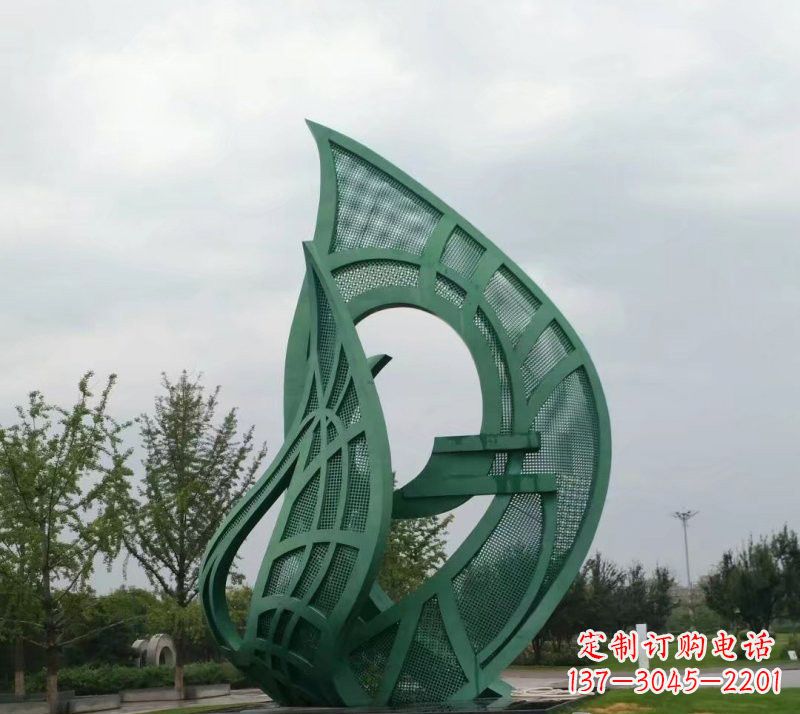 山西不锈钢公园大型镂空树叶雕塑