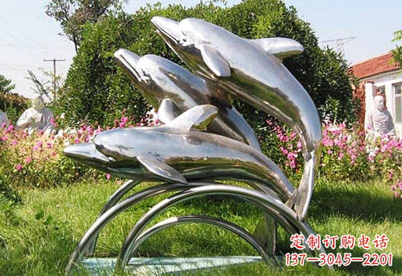 山西不锈钢海豚雕塑——点亮公园的精灵