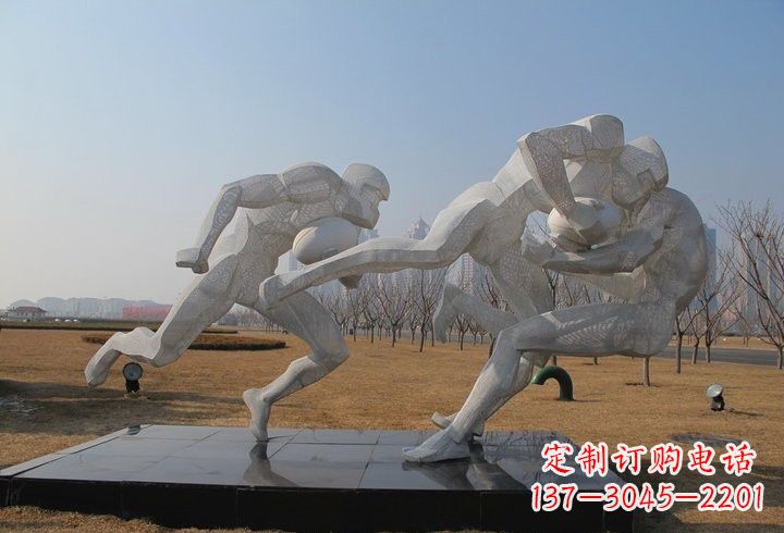 山西不锈钢橄榄球雕塑传承运动精神