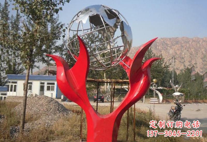 山西地球雕塑一座象征和平的不锈钢公园