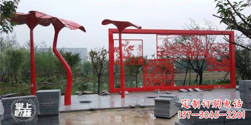 山西不锈钢公园剪纸龙凤雕塑