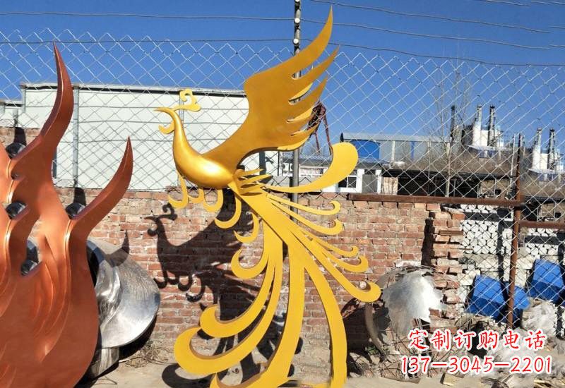山西不锈钢公园金色凤凰雕塑
