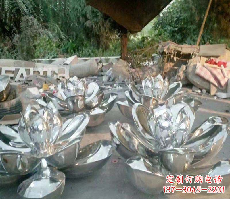 山西不锈钢公园镜面荷花雕塑