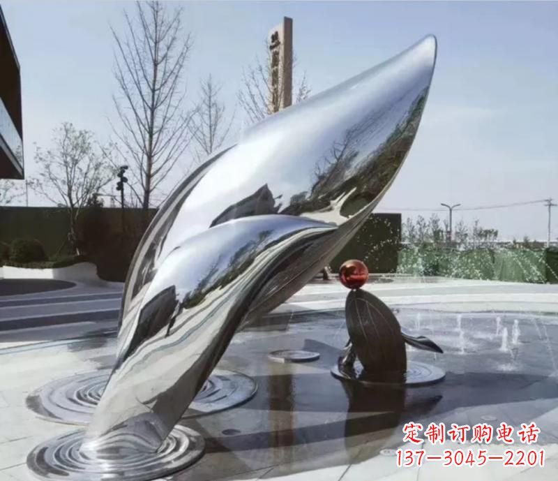 山西不锈钢公园镜面海豚雕塑