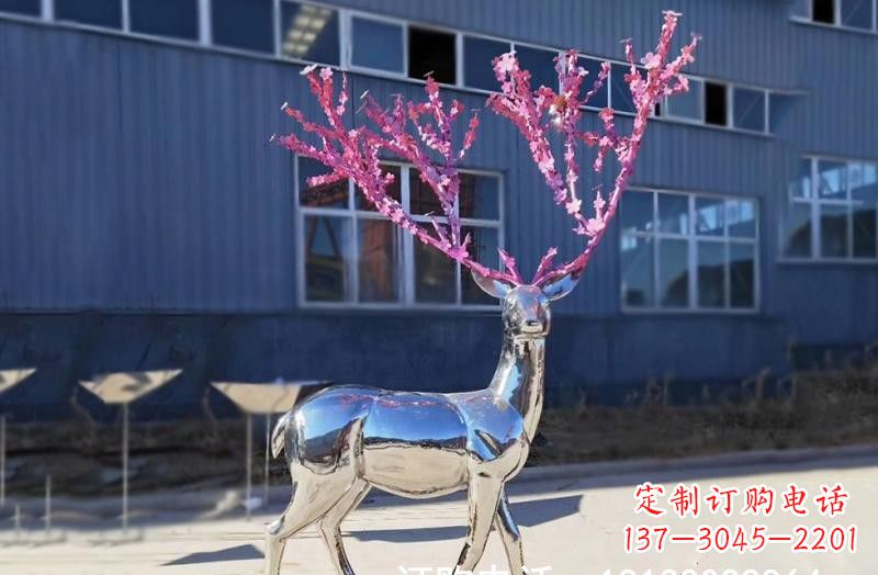 山西不锈钢公园镜面树枝梅花鹿
