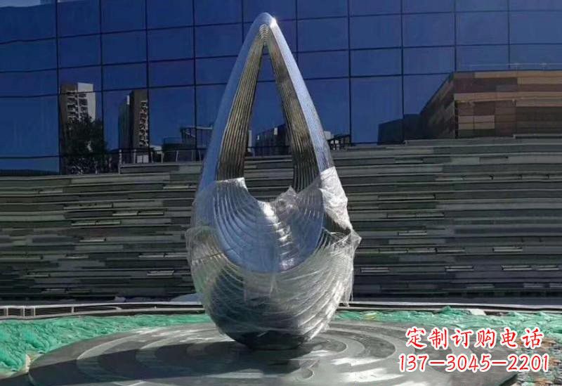 山西不锈钢空心水滴雕塑美丽的艺术之作