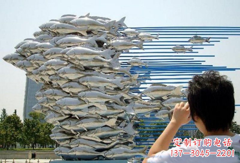 山西不锈钢公园鲤鱼雕塑传承传统文化