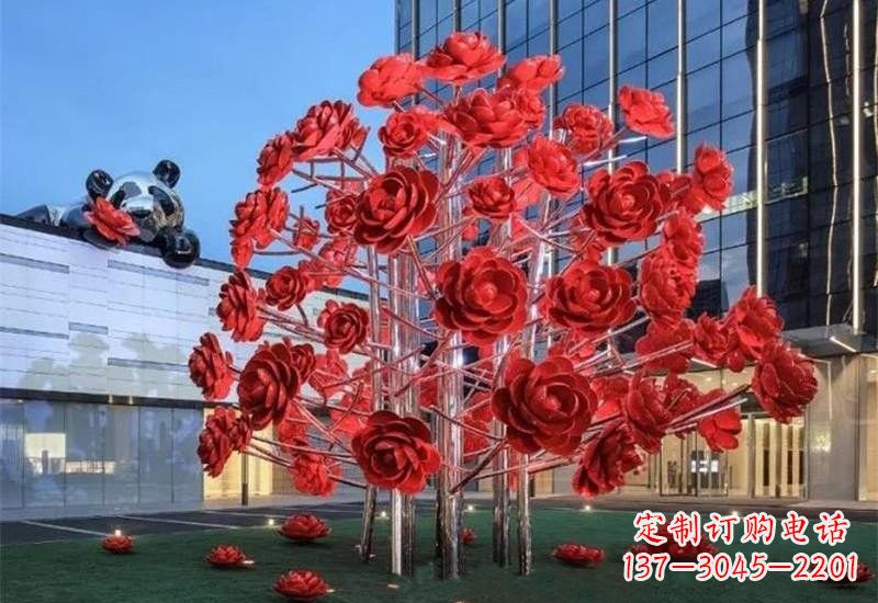山西不锈钢公园玫瑰花树雕塑——让玫瑰长驻公园
