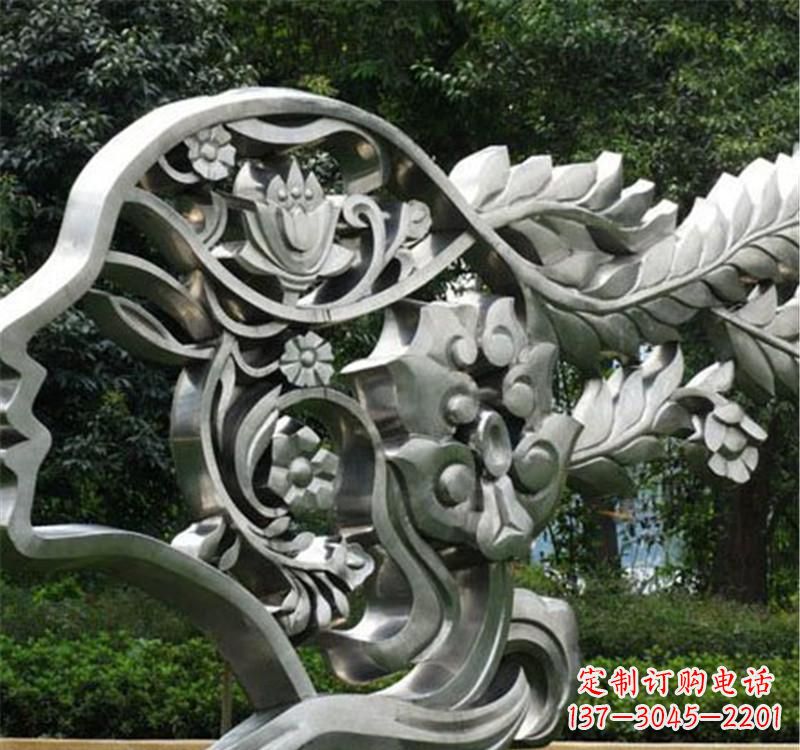 山西不锈钢公园美女头像雕塑
