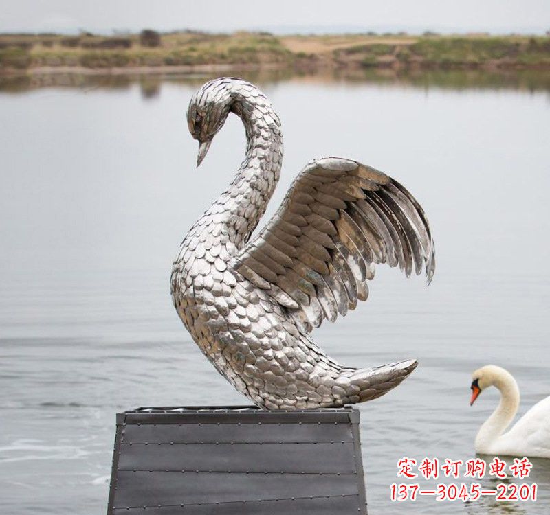山西不锈钢雕刻的优雅天鹅