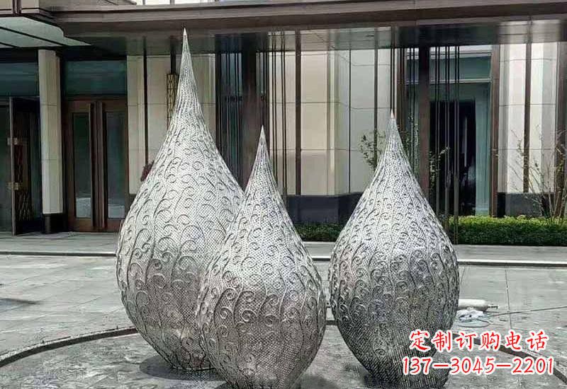 山西不锈钢镂空水滴雕塑精致美观