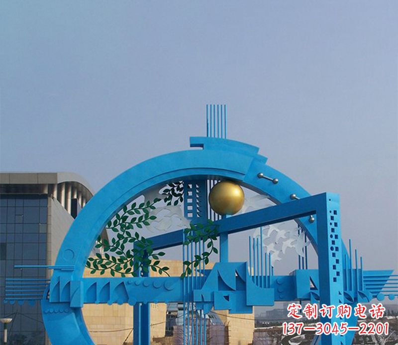 山西不锈钢拱桥雕塑美丽的艺术品