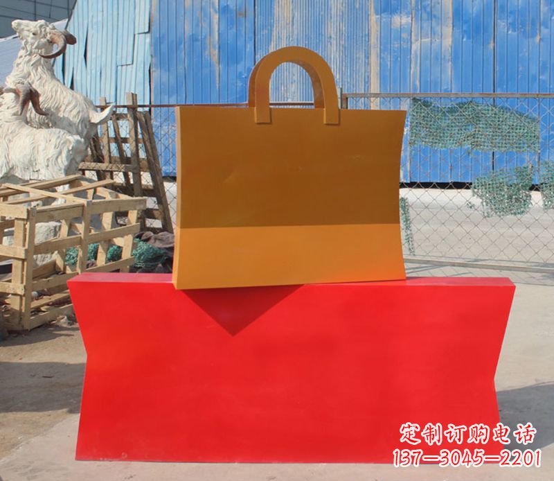 山西精美不锈钢购物袋雕塑