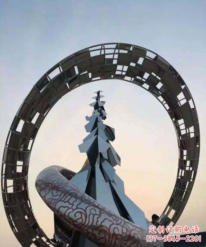 山西不锈钢松树祥云雕塑